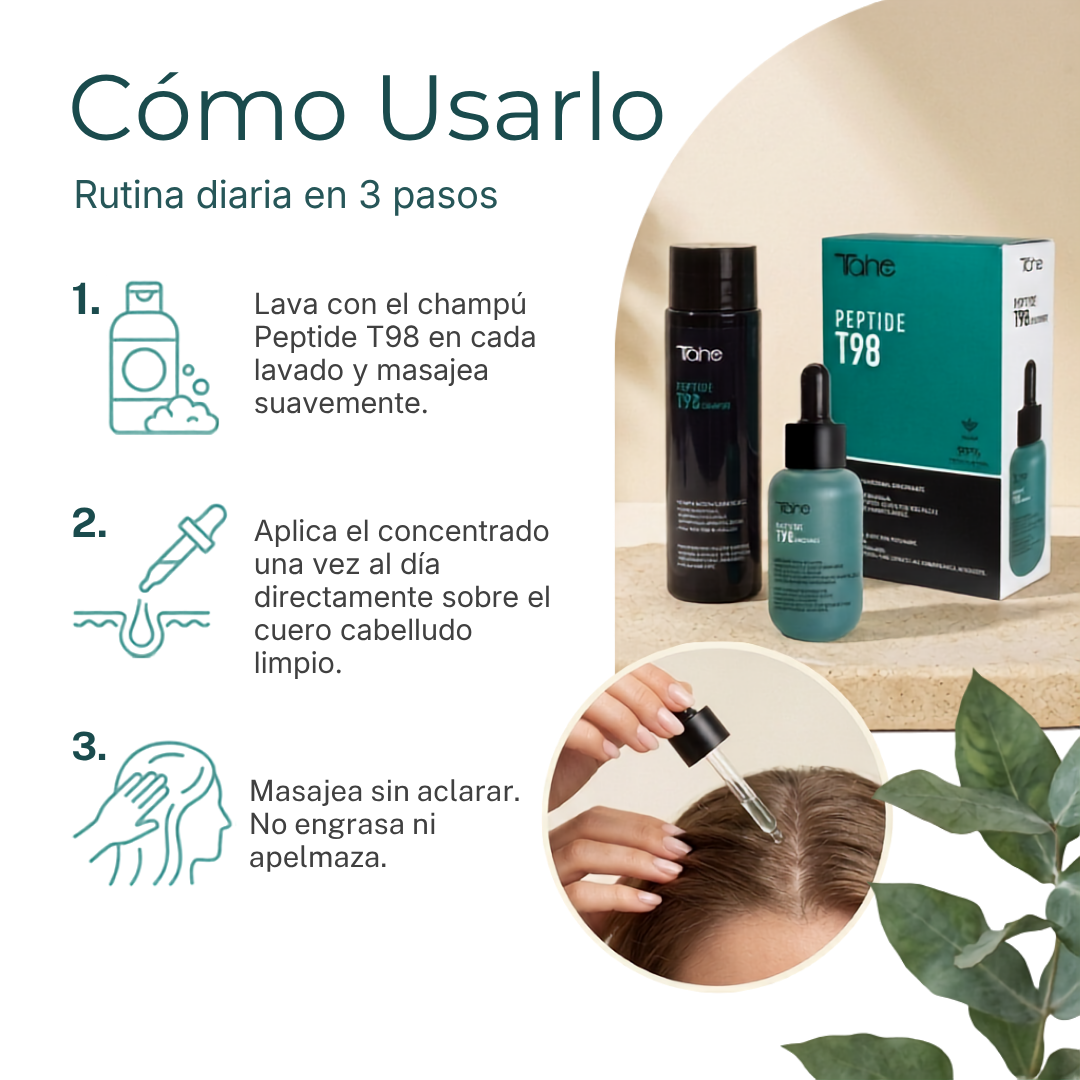 Tratamiento Anticaída Peptide T98: Concentrado 50ml + Champú 300ml